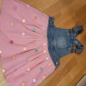 Denim and pink tulle jumper dress